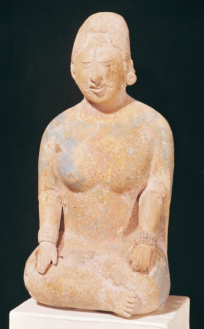 Statue einer sitzenden Frau, vom Friedhof auf der Insel Jaina, Bundesstaat Campeche, 7.-10. Jahrhundert von Pre Columbian